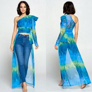Tie-dye one shoulder asymmetrical top